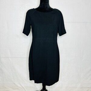 Talbots Short Sleeve Dress Black Sz 8 Knee Length Rayon Blend Sheath Stretchy